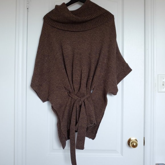 COPY - COPY - H&M Poncho Style Brown Heathered Sweater - Picture 3 of 7